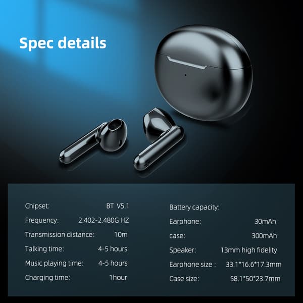 Bluetooth-hovedtelefoner, trådløse Bluetooth 5.1-hovedtelefoner, dyb bas