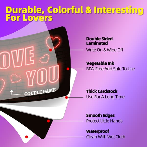 100 LOVE YOU neon par-kort engelsk version spel interaktiva kort
