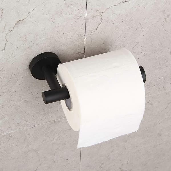 Badeværelse Toiletpapirholder SUS 304 Rustfrit Stål Mat Sort Tissue Papirrulleholder Vægmontering Black