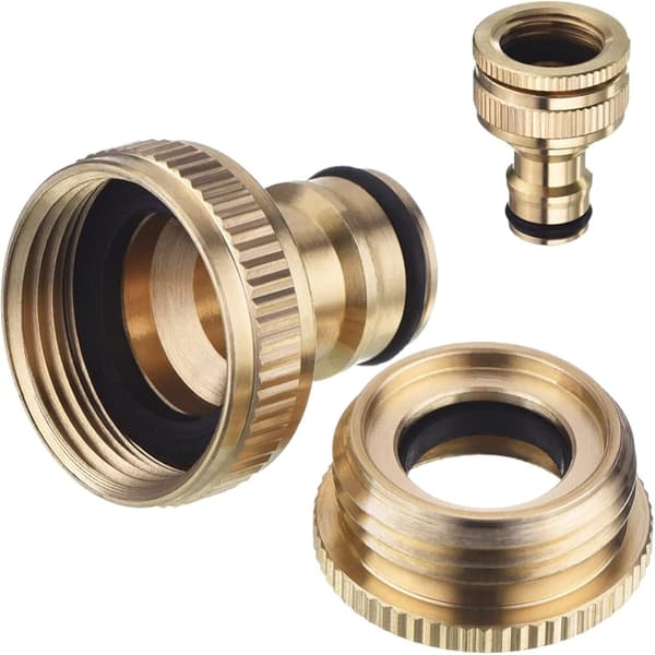 2-pack mässings trädgårdsslangkopplingar 1/2\" och 3/4\" 2-i-1 kranadapter
