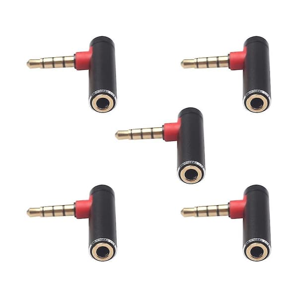 (NY) 5 stk. 3,5 mm L-formet lydadapter 3,5 mm jack han til hun 90 graders lydkonverteringsadapter