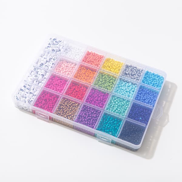 20 farver 3 mm risperler glas risperler bogstavperler i æske DIY smykketilbehør
