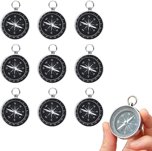 10-pack Högprecisionskompass, portabel metallfickkompass för utomhuscamping och vandring