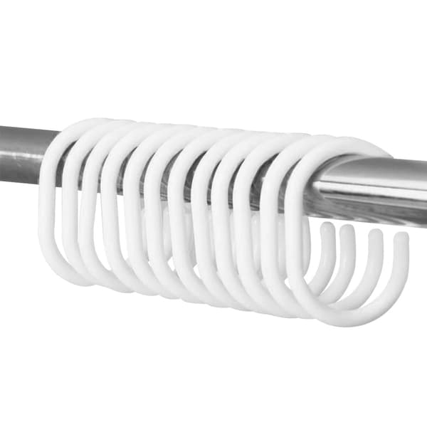 24-pack, Vit, Används för duschdraperi stång, duschring, kraftig plast, duschdraperi ring, klar kristall duschdraperi ring, krok