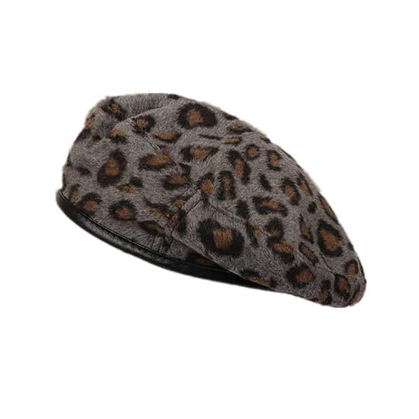 Beret Fransk Kunstner Leopard Beret Damer Kvinner Høst Vinterhatt Justerbar