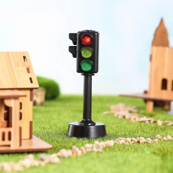 2 stk trafikklys simulering trafikklyssignaler veilykter trafikkmarkørskilt lys modellleker for barn