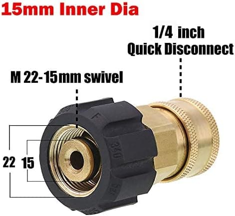 Mässing M22 Hanadapter för trädgårdsslang till högtryckstvätt 1/4 (14mm (ID))