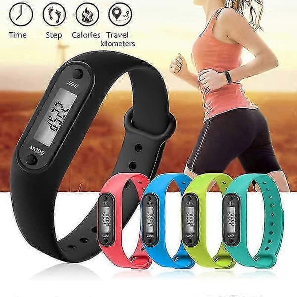 Fitness Tracker LCD Digital Steppmåler Gåskritt Kalorimåler Armbåndsur Pink