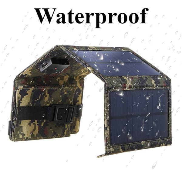 20W Solcelle-foldetaske 8W 5V USB bærbar solcelleoplader til mobiltelefon til udendørs brug SPB8W-C-Camoue+Buckle