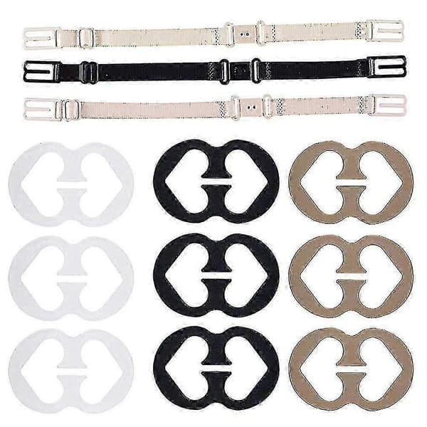 3-pack Halkfria Elastiska BH-bandshållare för Kvinnor & 12 BH-bandsklämmor Yj51-2