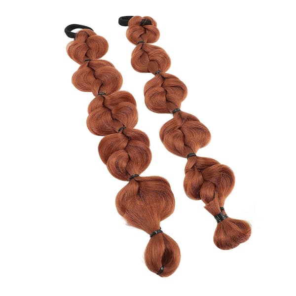 2 stk. hestehale-fletning, sød lang boble-hestehale-parykfletning til piger Light Brown