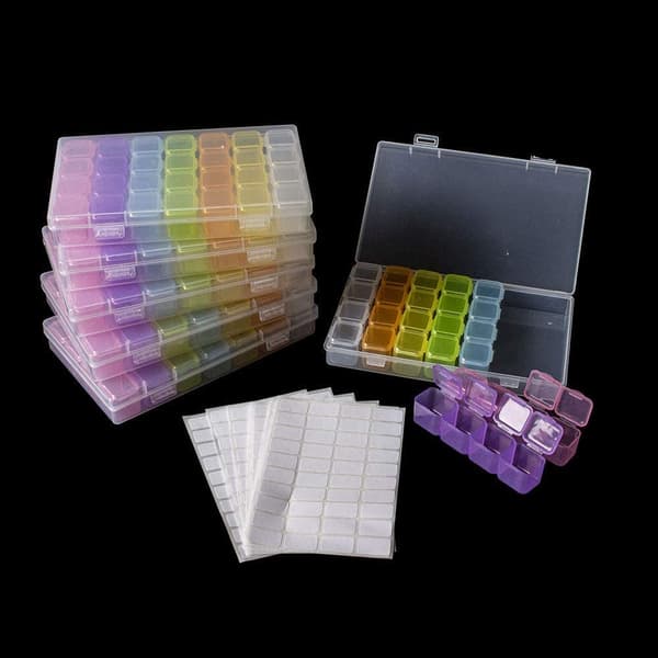 6 Pak 28 Rum Diamond Maleri Æske Organizer 5D Diamond Maleri Tilbehør Diamond Organizer