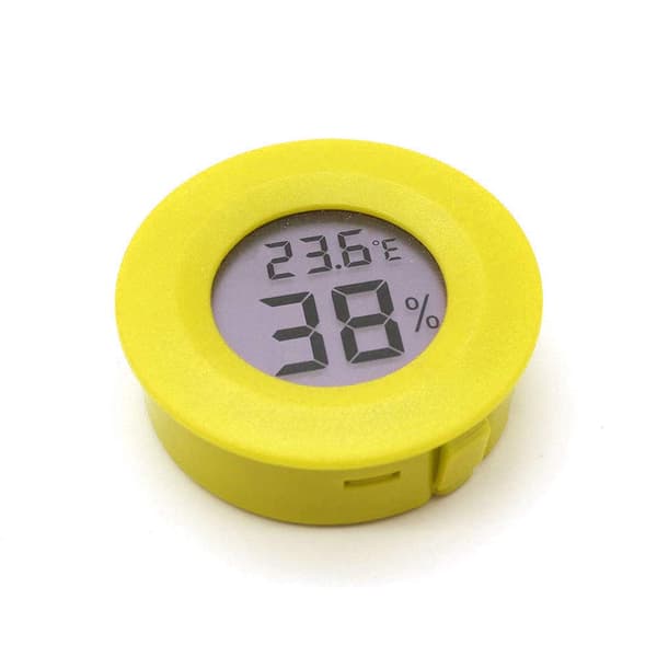 2 stk. Mini Digital LCD Temperatur- og Luftfugtighedsmåler Termometer Hygrometer Rund - Gul