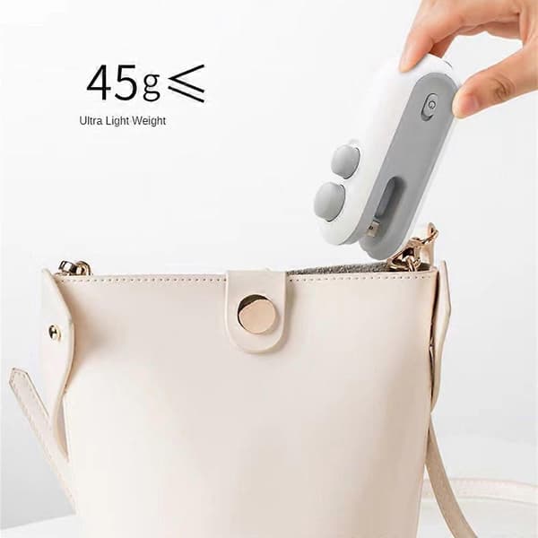(NY) 2-i-1 Mini Poseforsegler USB Opladning Klips Forseglingsmaskine til Madkonservering
