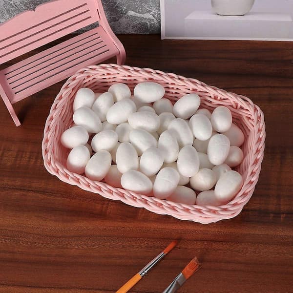 50 stk. malings-egg DIY påskepynt solide egg for barnefestivalhåndverk (hvit, 3 cm)