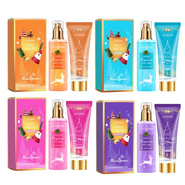 100g + 100ml/box Juldoft Kroppsvårdsset - Bodyspray & Bodylotion för Julpartyn, Långvarig Doft