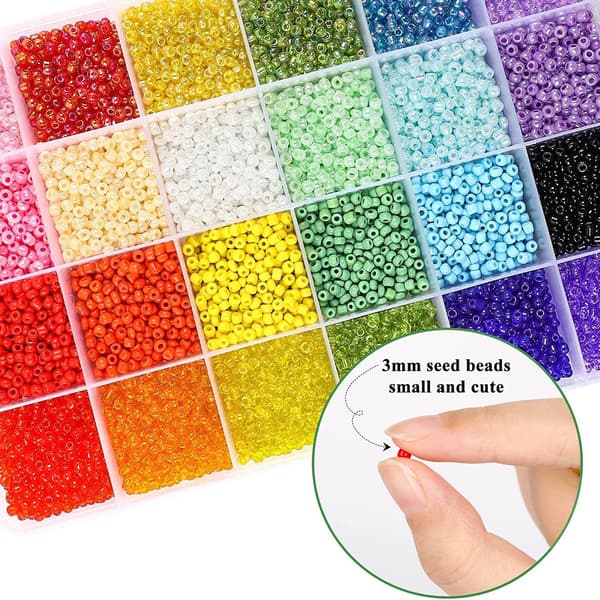 24 färger 3mm rispärlor DIY pärlor lösa pärlor bokstavspärlor DIY rispärlor set box