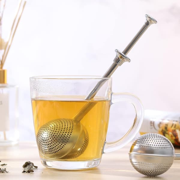 Bryggeenhet i rustfritt stål te-infuser kopphåndtak te-infuser te-sil for løse bladte 2 stk (sølv)