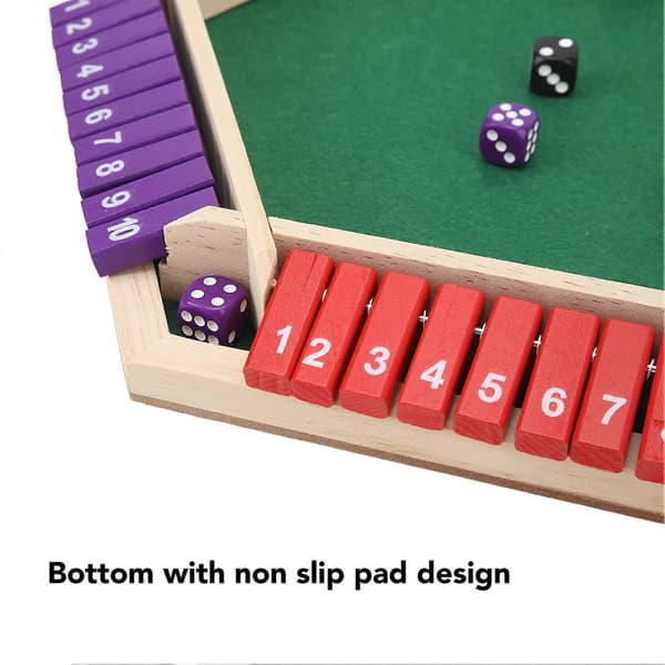 Shut The Box Terningespil 6 Spillere 6 Farvede Sider Træ Bordplade Shut The Box Spil med 12 Terninger