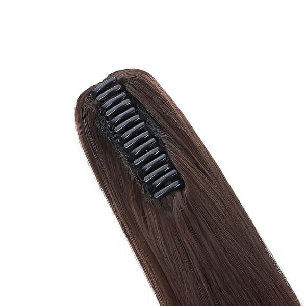 22\" lang glat hestehale-extension med klemme til kvinder Medium brown