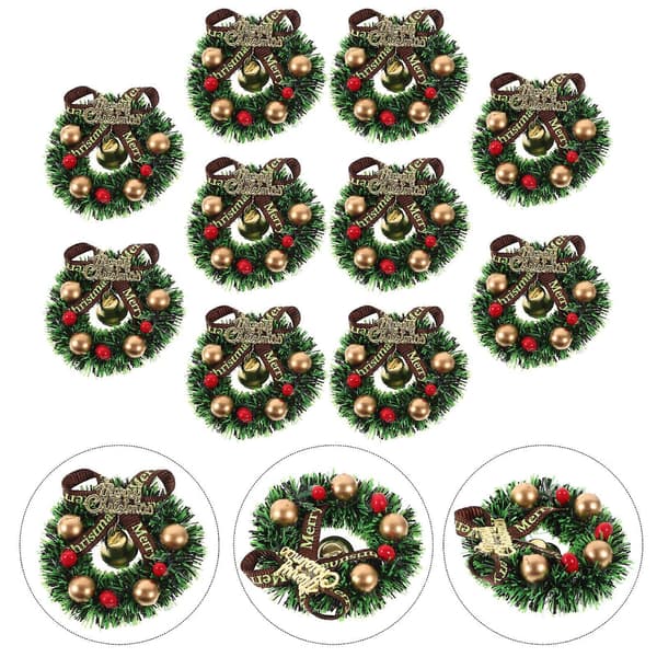 10 st Mini Julkrans Ornament Julgran Hängande Mini Krans