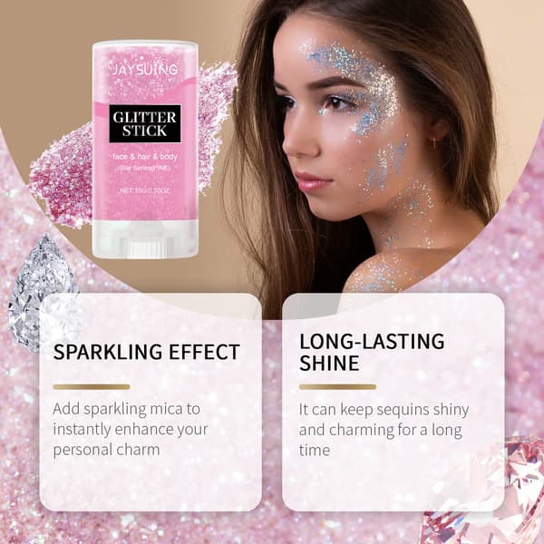 15g/ask Glitter Stick (Rosa) Fest-/Balmakeup, Ansikte, Kropp, Nyckelbenshighlighter