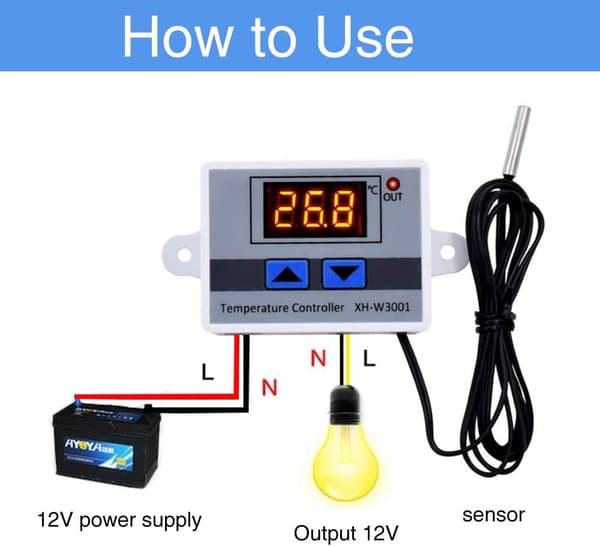 LED Digital Temperaturregulator Modul Programmerbar Køletermostat (12V 10A 120W)