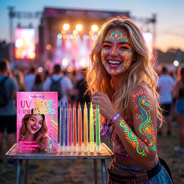 8 stk/æske Ansigts- og Kropsmalingspigmentsæt - Fluorescerende Makeup, Gløder i Mørkt Lys, Nem at Påføre og Vaske Af