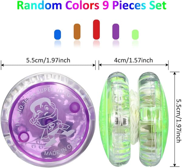 9 stk. LED Lys Yo-Yo Responsive Kugleleje Yo-Yo Plastik Responsive