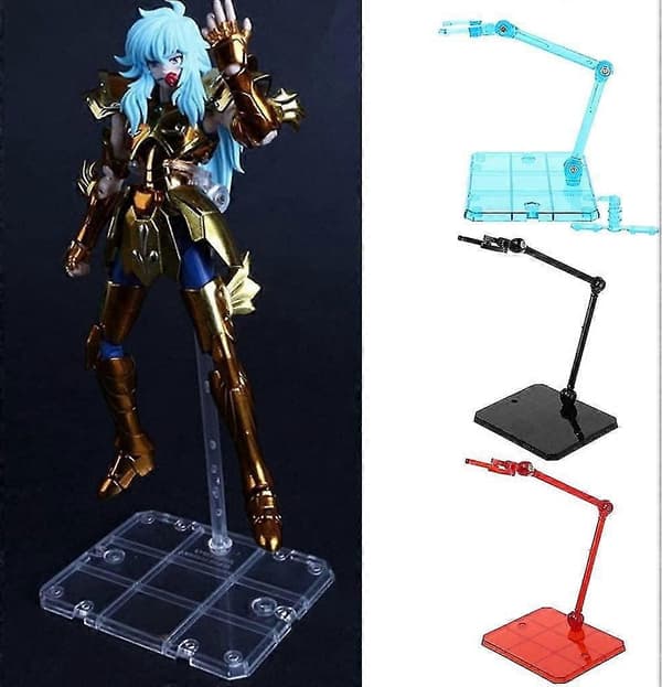 Model Soul Beslag Stand til Scene Akt Robot Figurer 2 Blå & 2 Sort (9.5x7.5cm)
