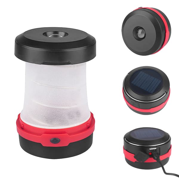 Campinglykta Ficklampa Vikbar, 2 Laddningsmetoder Solcellsdriven Bärbar utomhus solcampinglampa