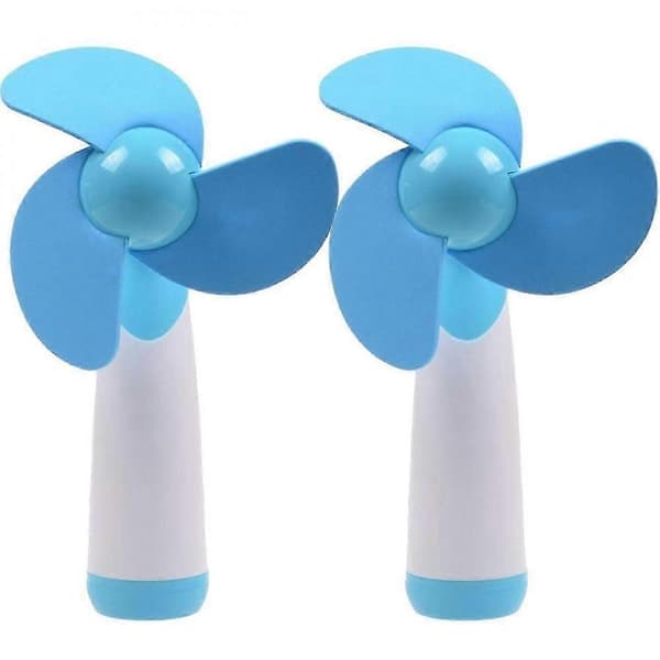 Mini handhållen fläkt 2-pack, batteridriven, mjuka skumblad