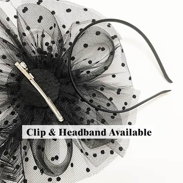 Fascinator Hat til Kvinder Sort Fjer Mesh Te Party Hårbånd