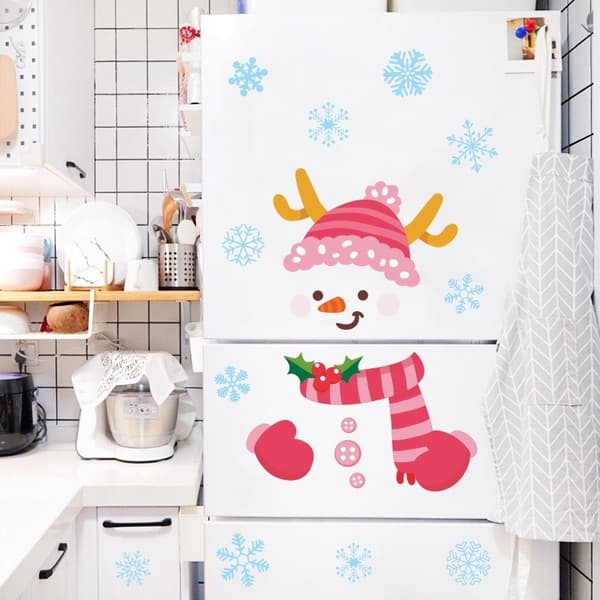 2-pack Jul Väggdekaler Snögubbe Uttryck Dekaler DIY Snöflinga Fönsterdekor E