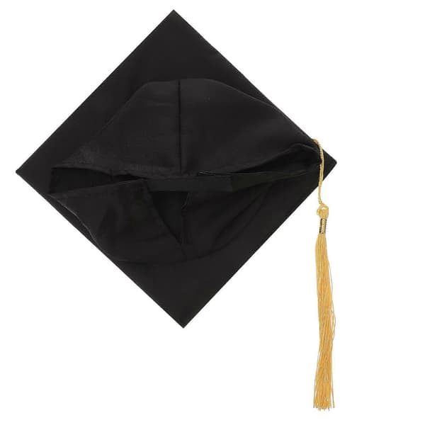 Justerbar studentmössa för vuxna, maskeradaccessoar (svart+gul)