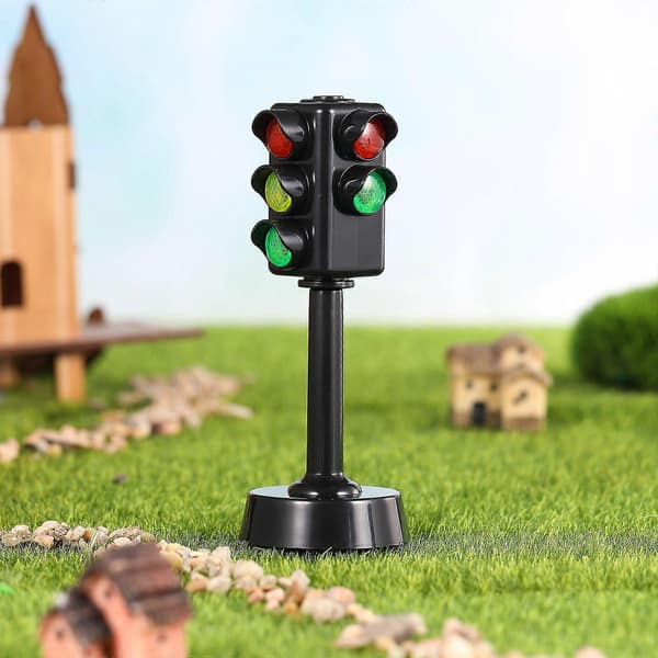 2 stk trafikklys simulering trafikklyssignaler veilykter trafikkmarkørskilt lys modellleker for barn