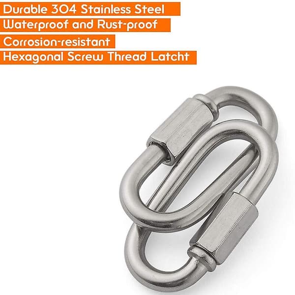 Dww-10 Stk. Maillon Rapide Gevind, Oval Lsekarabin i Rustfrit Stål, Hurtige Kædeled til Bugsering, Rebforbindelse Po