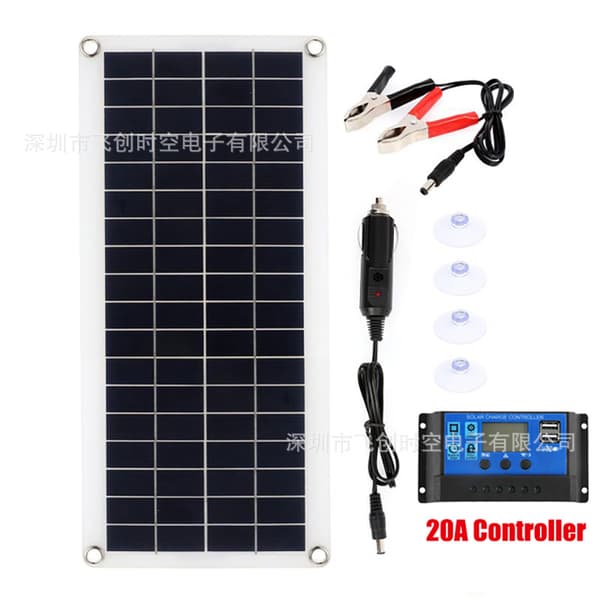 Solpanel Kit 12V USB-utgång med Kontroller Solpanel för Bilar och Båtar 20A