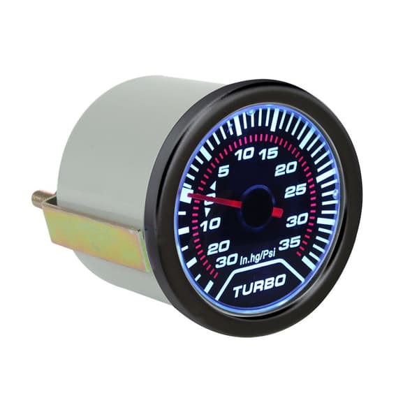 Universal Bil Turbo Boost Trykkmåler 0-35 Psi Meter Røkte Skiver 2\" 52mm Blå LED