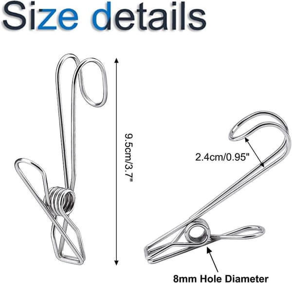 20 stk. klesklyper i metall, 9,5 cm klesklyper i rustfritt stål, klesklyper til vask