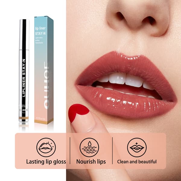 NY 5ml/boks Peel-off Lipliner (Lys Brun), fyller leppelinjer, forbedrer leppefargen, langvarig peel-off lipliner