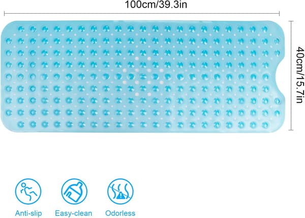 Badematte Antislipp Dusjmatte Barn Badematte med 200 Sugkopper for Badgulv Blå