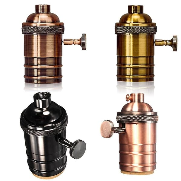 Vintage E26 E27 Hængelampe Pæreholder med Afbryder Edison Skruefatning Bronze