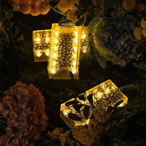 Isbricka solcell nedgrävd ljus innergård torg solcell isbricka gräsmatta ljus LED super stark trädgård trappa steg Warm light Rectangular ice bricks