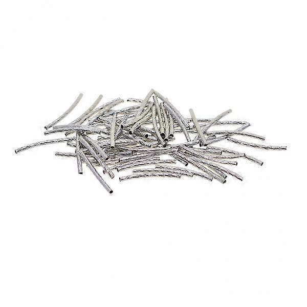 2x50 Graverade Böjda Rör Nudel Pärlor Smyckestillverkning 25x2mm Silver