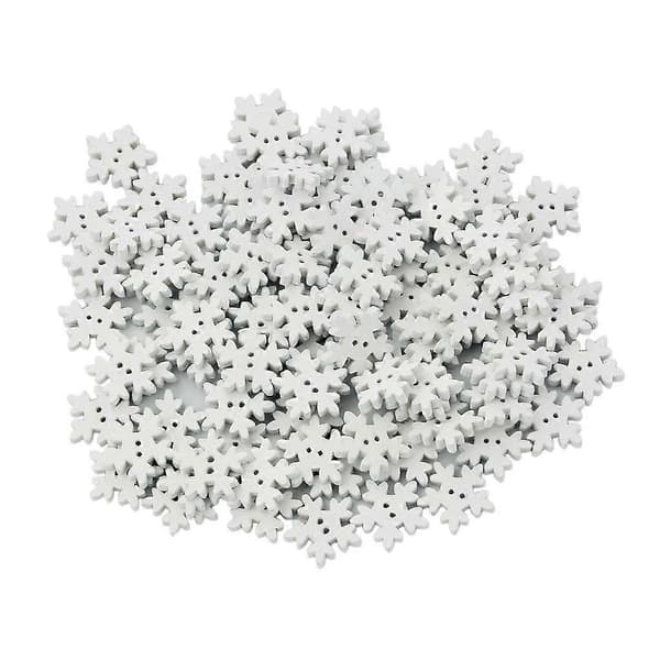 100 stk. Snøfnugg Treknapper for Søm og Scrapbook-dekorasjon
