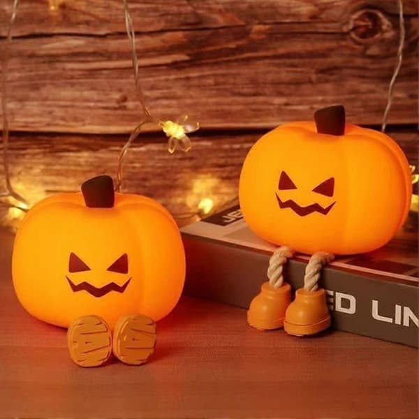 Halloween Spøgelse Græskar Tryk Lampe Sød Græskar Silikone Natlampe med Berøringssensor til Børn & Dekoration