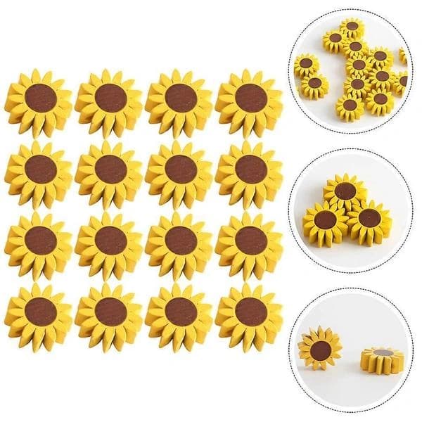 50 DIY treperler, løse, med hull, egnet for håndarbeid, gule.