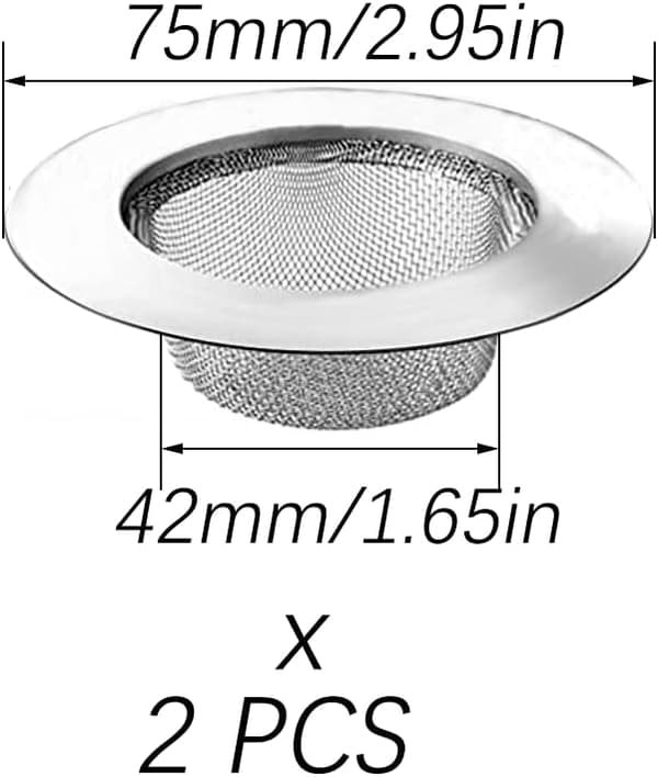 2-pack Avloppssil, Rostfritt Stål, Avloppssil, Duschsil, Handfatssil, Avloppssil för Dusch, Badkar, Kök