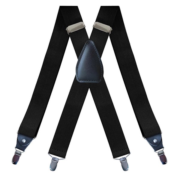 Herre Seler Elastiske Stropper Solid Kraftig 4 Clips Justerbar Unisex Sort